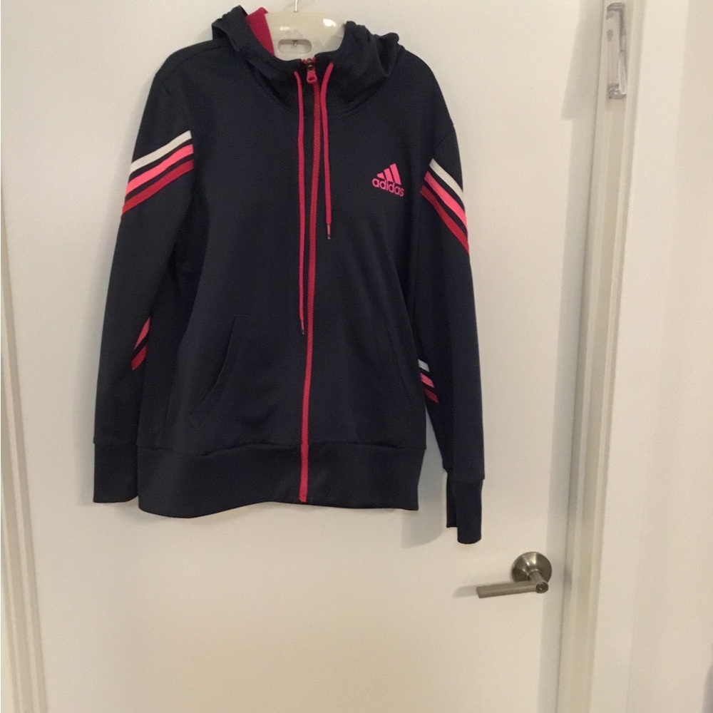 Adidas Dark Blue Jacket with Pink Details